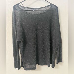 EILEEN FISHER Black Organic Linen Crepe Boat Neck Tunic Size Medium